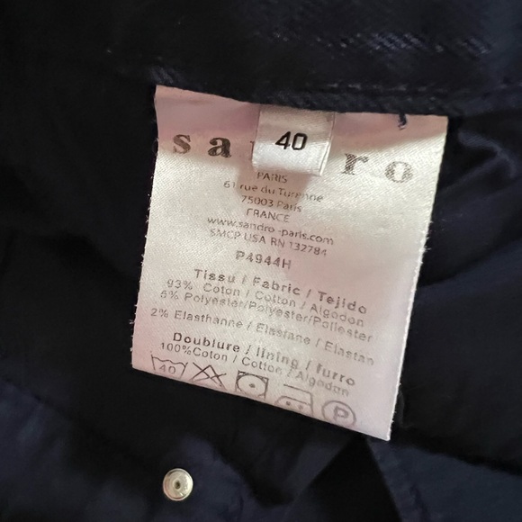 SANDRO Paris Pinstripe Denim 5 Pocket Jeans Dark Blue Size 40 FR Size 8 US - Picture 5 of 15